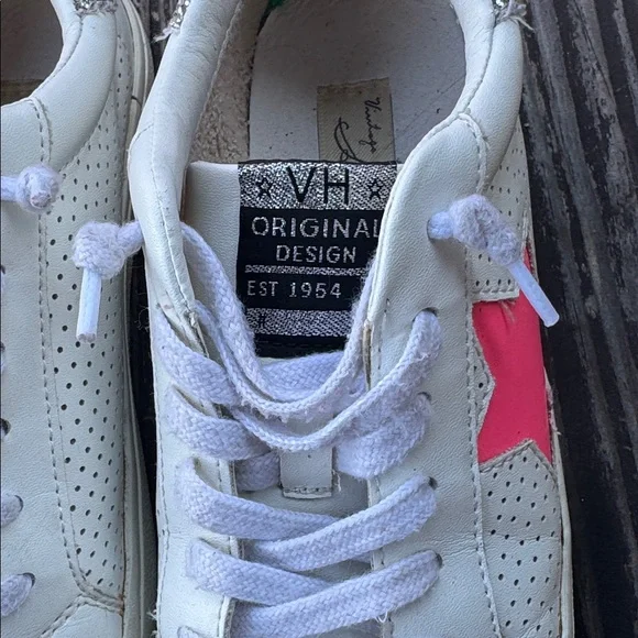 Vintage Havana womens White and Pink Glitter Sneakers - Picture 6 of 7